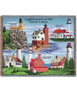 72x54 Great Lakes LIGHTHOUSE Ocean Sea Nautical Tapestry Afghan Throw Bl... - £49.61 GBP