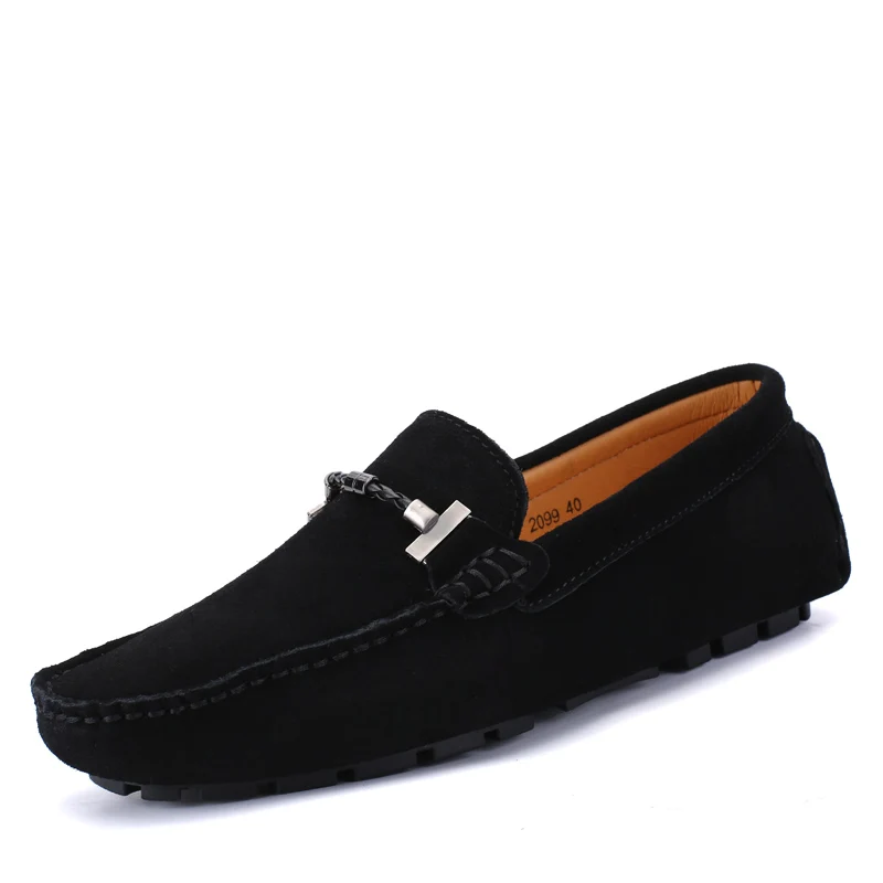 Spring Luxury Cow Suede Leather Loafers Men&#39;s Beige Leather Flat Soft So... - £54.58 GBP