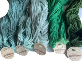 Paternayan 100% Virgin Wool Yarn 3 ply 1 oz hank cuts Needlepnt 600&#39;s greens - £3.92 GBP