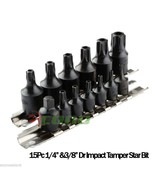 15pc 1/4&quot; &amp; 3/8&quot; Drive Impact Tamper Proof Star Bit Torx Bits Set Auto T... - $16.79
