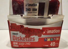 Imation Neon Diskettes 40 Pack IBM 2HD 3.5&quot; Floppy Disks New Open Box - £27.62 GBP