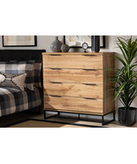 Edel Industrial Oak and Black Metal 4-Drawer Dresser - €313,32 EUR
