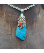 Beautiful flowers Crafted from 925 Sterling Silver Turquoise Pendant Nec... - $1,398.90 MXN