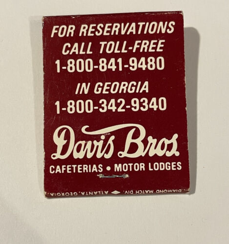 Matchbook Davis Bros. Cafeterias Motor Lounges Georgia Host South Matches - $4.36