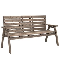 Farmhouse Outdoor Fir Wood Patio Garden Bench with Folding Center Table - $3,883.05 MXN