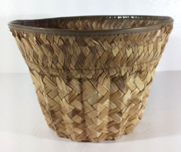 Vintage WICKER PLANTER Woven BASKET PLANT HOLDER Boho Cottage Decor Ratt... - $9.49