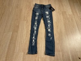 New Jerns Aliana Jeans Girl Sz 1/25  Medium Style: 9252  Blue Ripped - £11.91 GBP