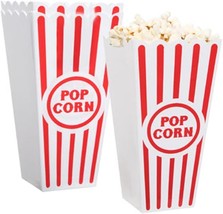 4Pcs Plastic Red White Striped Classic Popcorn Containers Bucket Boxes Square - £10.17 GBP