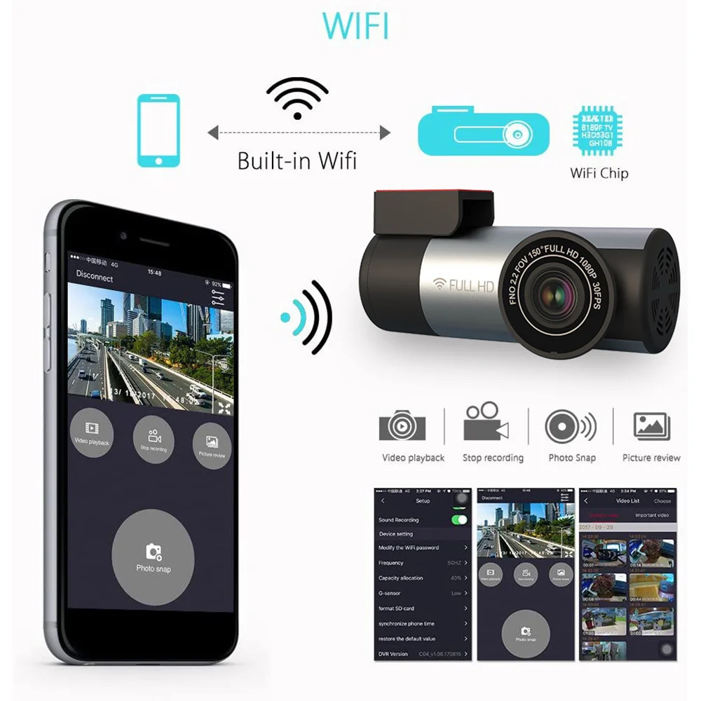 Wifi Full Hd Dash Cam 1080P Super Mini Car Camera Dvr Wireless Night Version - £30.07 GBP+
