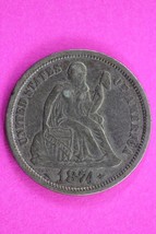 High Grade 1874 P Seated Liberty Dime Exact Silver Coin Shown Semi Key Date 254 - $187.35 CAD