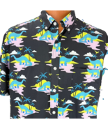 Cabana Hawaiian Aloha XL Shirt Dinosaur Pterodactyl Brontosaurus Palm Trees - $37.49