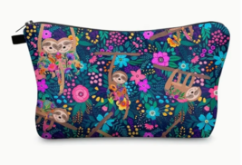 Multi-Color Sloth Print Makeup Bag, Travel Essential Accessories Lightweight - £7.18 GBP