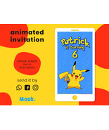 Pikachu Pokemon Video Invitation Animated, Pikachu Digital Birthday Invi... - $13.00