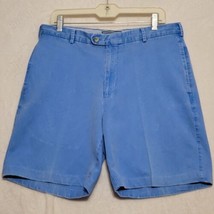 Peter Millar Men&#39;s Shorts Size 34 Washed Blue Flat Front Chino Pima Cotton - $23.87