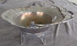Vintage Ornate Aurora MFG. CO. Footed Handled Silver Plate Basket - ORNATE - $49.49