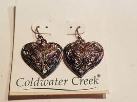 Coldwater Creek 925 Sterling Silver Dotted Filigree Heart Pierced Earrings (NEW) - £17.08 GBP