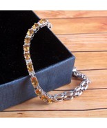 Argent Citrine Hommes Bracelet 925 4x6 MM - £71.97 GBP