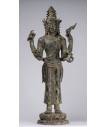 Antigüedad de Indonesia Estilo Bronce Javanés Standing 4-Arm Shiva Estat... - $2,774.65