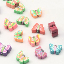 10 Polymer Clay Butterfly Beads Assorted Lot 8mm to 10mm Spring Jewelry Supplies - £2.13 GBP