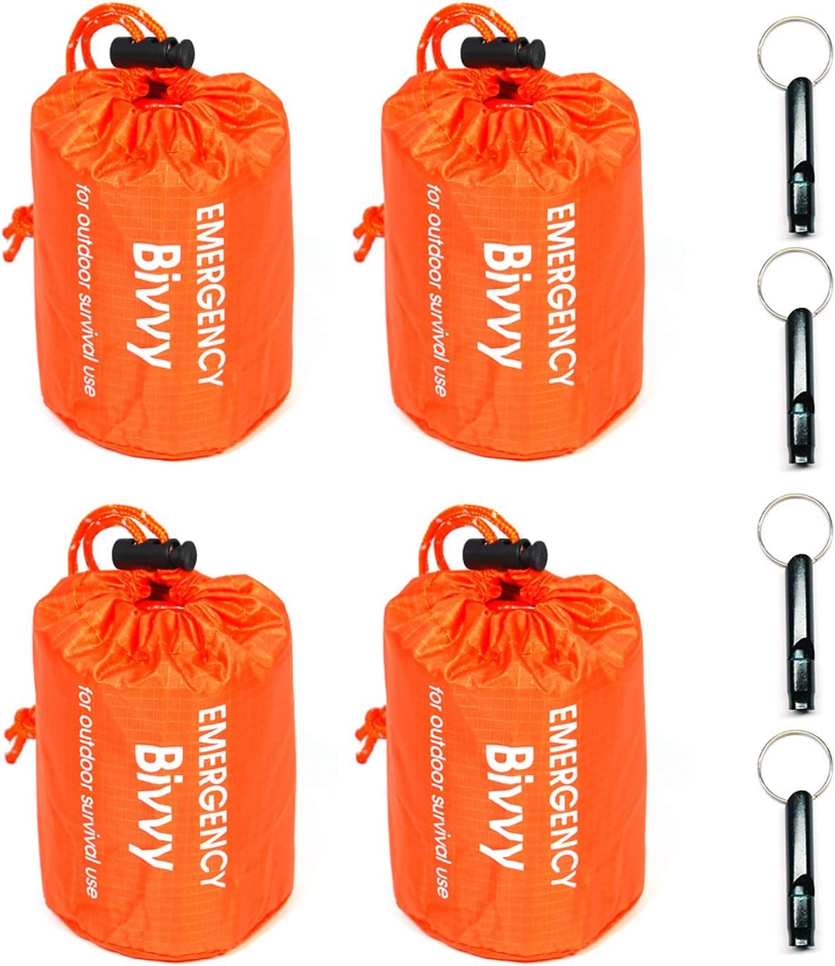 4 Pack Emergency Bag Survival Bivvy Sack With Whistles, Lightweight Port... - $37.95