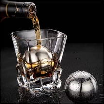 Ecentaur Reusable Stainless Steel Ice Cube Metal Large Whiskey Stones Gift Set f - £23.82 GBP