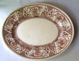 Vintage Brighton Maroon Oval Serving Dish Plate 9 x 11&quot; - £34.25 GBP