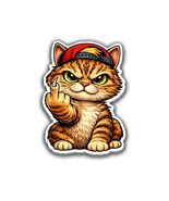 Middle finger Angry Cat Sticker Vinyl Decal Waterproof Funny Humor - $4.50+