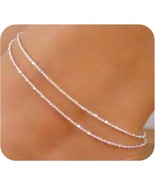 Dainty Layered Anklet 14K Gold Filled Cute Beads Satellite Chain Heart B... - $30.45