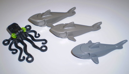 4 Used LEGO Minifig Animal Shark &amp; Squid Octopus - £18.04 GBP