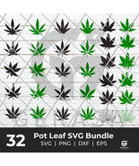 Pot Leaf SVG Bundle, Marijuana Leaf SVG, Weed Silhouette SVG, Marijuana ... - $37.28 MXN