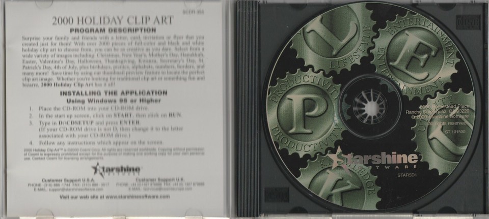 2000 Holiday Clip Art  PC CD-ROM by Starshine for Win 95 Item image 2