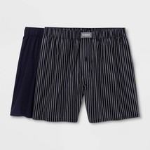 Goodfellow &amp; Co. Men&#39;s Woven Boxers 2 Pack MEDIUM (32.5-34.5) Navy Solid... - $15.99