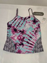 Wonder Nation Girls Swim Suit Top sz Med (7/8) NWT Purple Black Tie Dye - £7.66 GBP