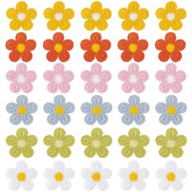 30Pcs Flower Patches, 6 Patterns Decorative Flower Sew On Patches For Clothing C - £14.14 GBP