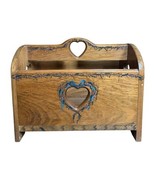 Vtg Wooden Magazine Rack Holder Heart Cut Outs Hand Painted Cottagecore ... - $54.44
