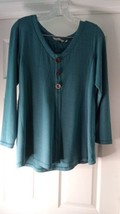 Soft Surroundings Tunic Blouse Ps Green Mismatched Buttons Long Sleeve - £10.90 GBP