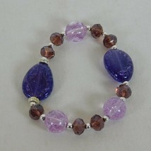 Avon Metallic Mix Beaded Stretch Bracelet Purple Round Flat Faceted Orig... - $9.75