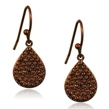 3W1118 - IP Coffee light Brass Earrings with AAA Grade CZ  in Light Coffee - $797.58 MXN