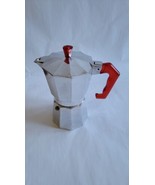 Pezzetti Silver Tone Stove Top Espresso Maker Red Lucite Handle Italy 1 ... - $20.90