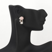 RARE Vintage Silpada Sterling Silver Rose Quartz Cabochon &amp; Pearl Earrin... - £39.61 GBP