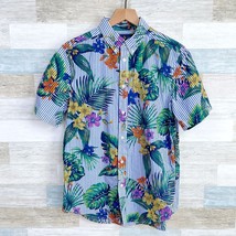 Ralph Lauren Natural Stretch Poplin Shirt Blue Floral Stripe Vacation Bo... - $64.34