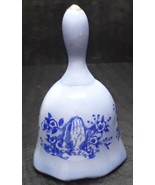 Blue Ceramic Bell With Praying Hands &amp; Floral Pattern 3 5/8&quot; - £3.98 GBP