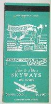 John &amp; Nita&#39;s Skyways - Denver, Colorado Restaurant 30 Strike Matchbook Cover CO - £1.56 GBP