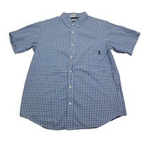 Columbia Button Up Shirt Mens M Blue Checked Fishing Outdoor Fish Hike Camp - £14.93 GBP