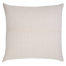 20&quot; X 20&quot; Beige And White 100% Cotton Striped Zippered Pillow - £40.43 GBP