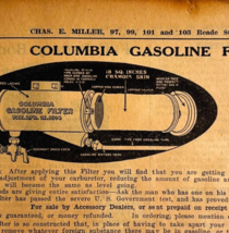 1917 Columbia Gasoline Filter Auto Advertisement Chas Miller Automobilia... - $19.99