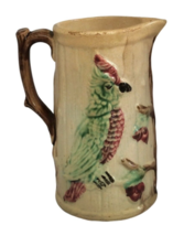 Antique Majolica Parrot Bird Pitcher Cracks Chips &amp; Crazing - $79.99