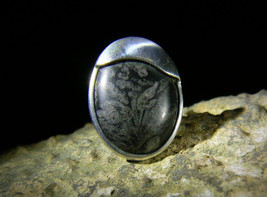 Designer Ring natural Chrysanthemum Stone Sterling Silver Art Jewelry Healing - £306.30 GBP