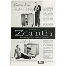 Vtg 1950&#39;s Zenith Rhapsody HF1284 Stereo Print Ad Stan Kenton Les Brown 7&quot; x 10&quot; - £5.17 GBP