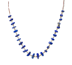 SOUTHWESTERN 925 Silver Vintage Lapis Lazuli Shiny Chain Necklace NE3398 - $112.69